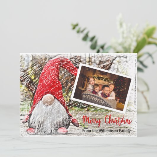 Uw foto met kerstkerst feestdagenkaart (Staand voorkant)