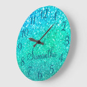 Uw Foto met Ocean Blue Numbers en Naam Grote Klok (Hoek)