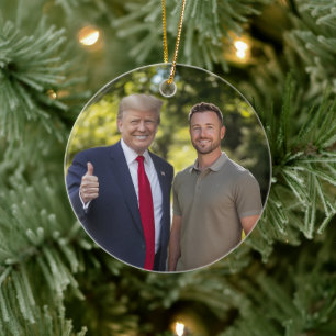 Uw foto met President Donald Trump 2024 Grappig Keramisch Ornament