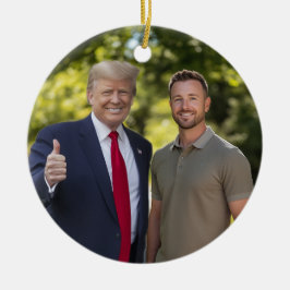 Uw foto met President Donald Trump 2024 Grappig Keramisch Ornament