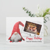 Uw foto met Snowy Gnome Prettige feestdagen Feestdagenkaart (Staand voorkant)