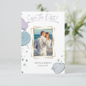 Uw foto Modern Seashells Lila Dusty Blue Kaart (Staand voorkant)