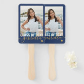 Uw foto Monogram Naam Afstuderen Klasse van 2025 Handwaaier (Voorkant en achterkant)