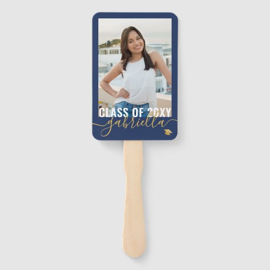 Uw foto Monogram Naam Afstuderen Klasse van 2025 Handwaaier (Achterkant)
