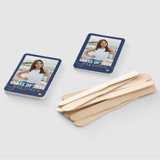 Uw foto Monogram Naam Afstuderen Klasse van 2025 Handwaaier (Niet-gemonteerd)