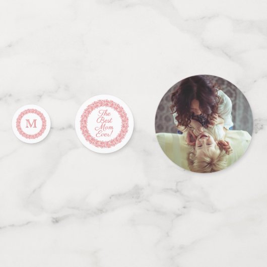 UW Foto, monogram & tekst tafel confetti (Achterkanten)