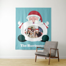 UW Foto & Naam aangepaste Santa wandtapijt