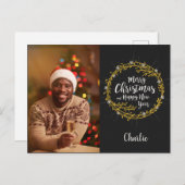 UW FOTO & NAAM Christmas Wishes briefkaart (Voorkant / Achterkant)