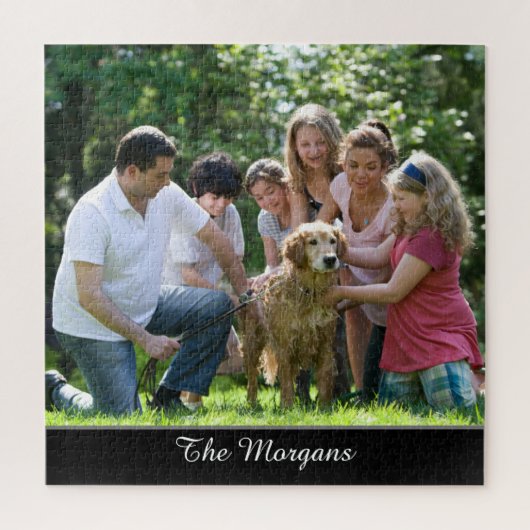 Uw Foto & Naam, of Bericht, in Wit Manuscript Legpuzzel (Verticaal)