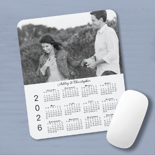 Uw foto namen gepersonaliseerde 2026 kalender muismat