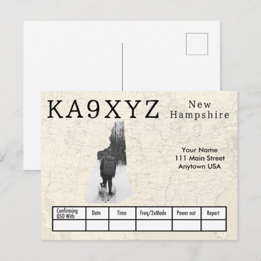 Uw foto New Hampshire Shaped Cutout Custom QSL Briefkaart (Voorkant / Achterkant)