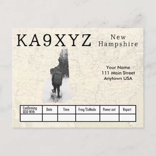 Uw foto New Hampshire Shaped Cutout Custom QSL Briefkaart (Voorkant)