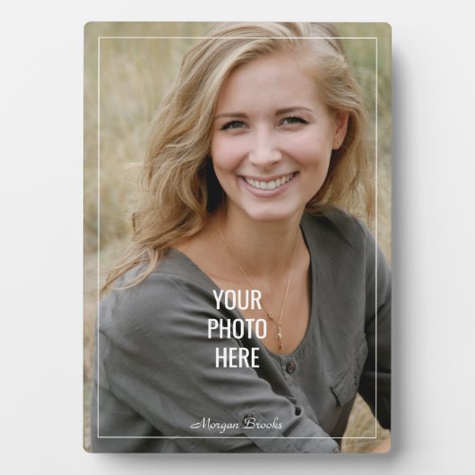 Uw foto of kunst hier, DIY Name White Border Text Fotoplaat (voorkant)