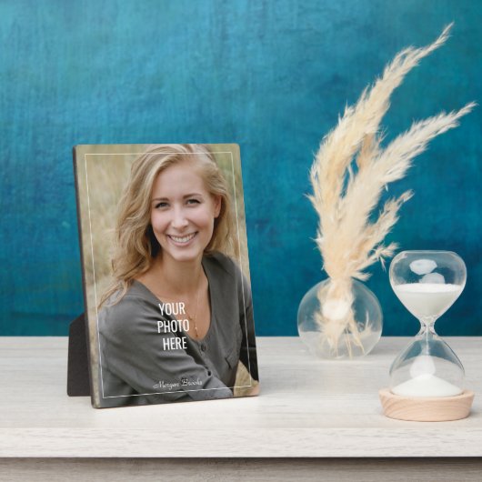 Uw foto of kunst hier, DIY Name White Border Text Fotoplaat (Zijkant)