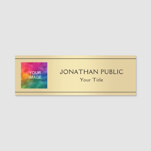 Uw foto of Logo hier Faux Gold medewerkers Naamplaatje (Voorkant)