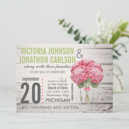 Uw foto op Back Hydrangea in Mason Jar Kaart (Staand voorkant)