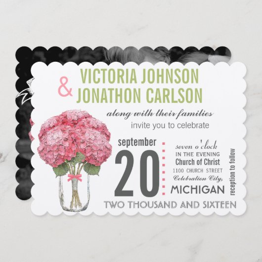 Uw foto op Back Hydrangea in Mason Jar Kaart (Voorkant / Achterkant)