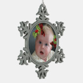 Uw foto op kerstfeest Holly Snowflake Ornament (Links)