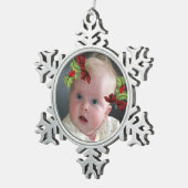 Uw foto op kerstfeest Holly Snowflake Ornament (Rechts)