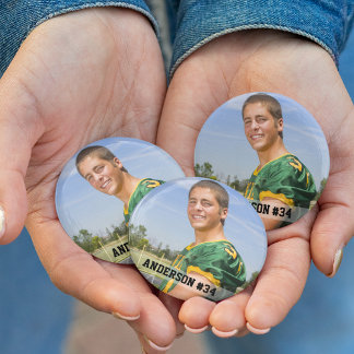 Uw foto op maat gemaakte voetbal of uw sport ronde button 7,6 cm