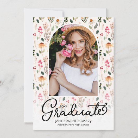 Uw foto op Wildflower Graduation Party Kaart (Voorkant)