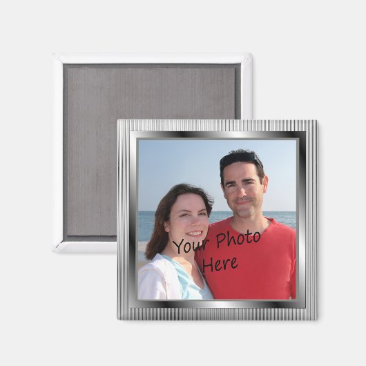 Uw foto op zilveren ingelijste magneet (Voorkant / Achterkant)