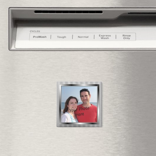 Uw foto op zilveren ingelijste magneet (Insitu (Vaatwasser))