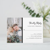 Uw foto op zwart-wit | Weddenschap RSVP Kaartje (Staand voorkant)