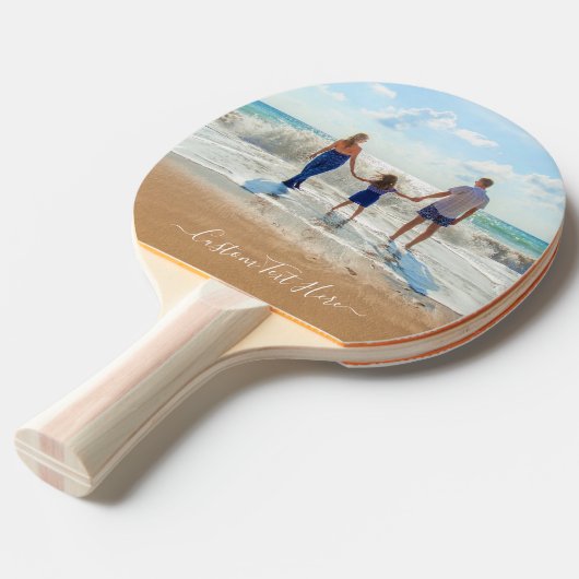 Uw foto Ping Pong Paddle met aangepaste tekst Tafeltennisbatje (Voorkant Gekanteld)