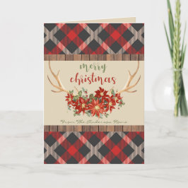 UW FOTO Plaid Woodland Antlers Kerstmis Feestdagen Kaart