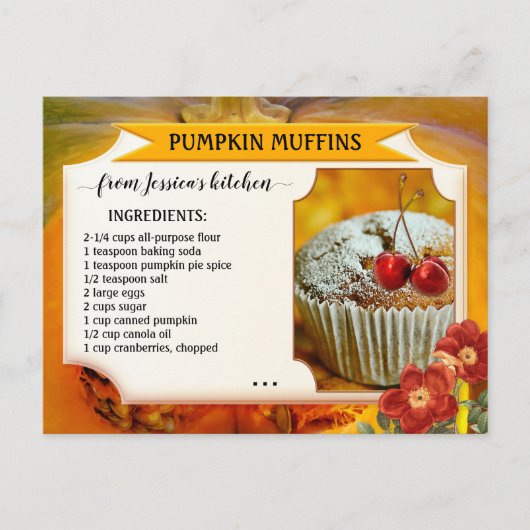 Uw foto pomkin Herfst Recipe Briefkaart (Voorkant)