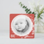 Uw foto Red Chevron SnowFlakes voor de eerste kers Feestdagenkaart (Staand voorkant)