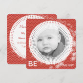 Uw foto Red Chevron SnowFlakes voor de eerste kers Feestdagenkaart (Voorkant / Achterkant)