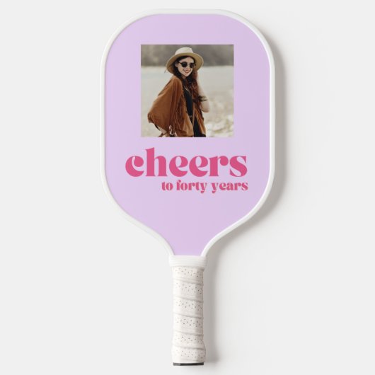 UW FOTO Retro Paarse & Roze, 40e verjaardag Pickleball Paddle (Voorkant)