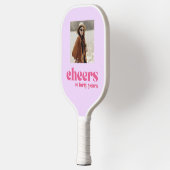 UW FOTO Retro Paarse & Roze, 40e verjaardag Pickleball Paddle (Links)