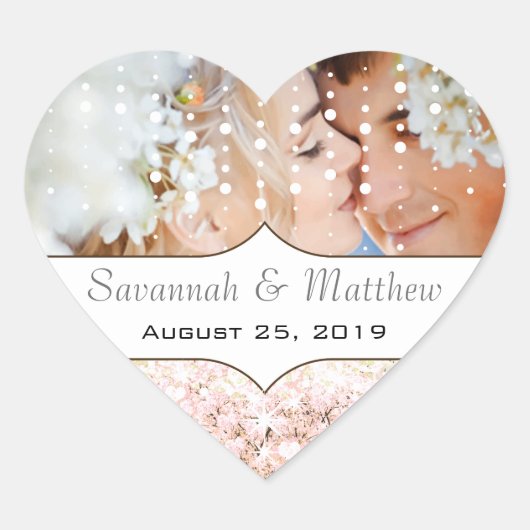 Uw foto Romantic HeartLeaf roze structuur Hart Sticker (Voorkant)