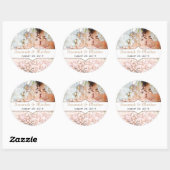 Uw foto-Romantische HeartLeaf Roos Gold Pink-struc Ronde Sticker (Vel)