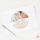 Uw foto-Romantische HeartLeaf Roos Gold Pink-struc Ronde Sticker (Envelop)