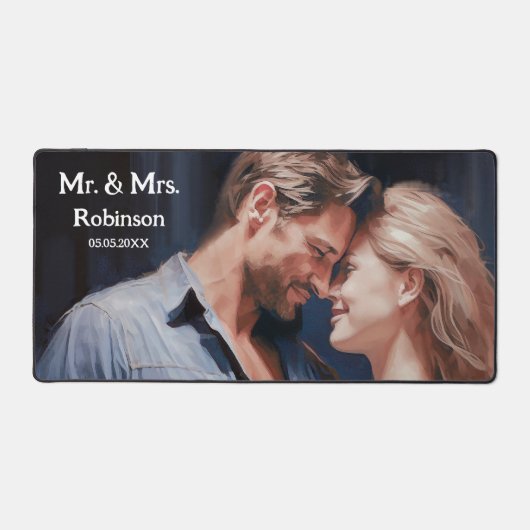 Uw foto Romantische liefde bruiloft Bureaumat (Voorkant)