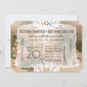 Uw foto Roos Gold Floral bruiloft uitnodigingen (Voorkant)