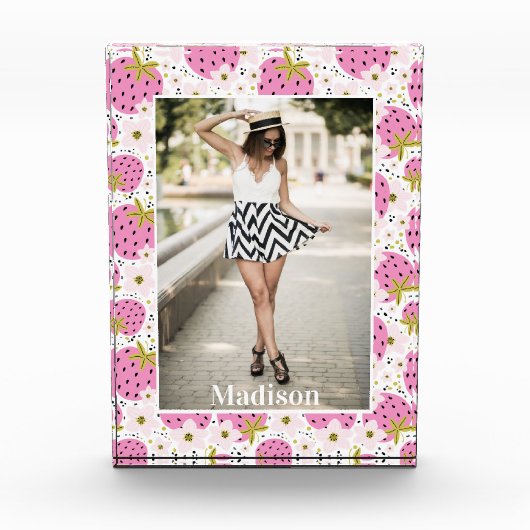 UW FOTO Roze aardbeien Aangepaste naam (Voorkant)