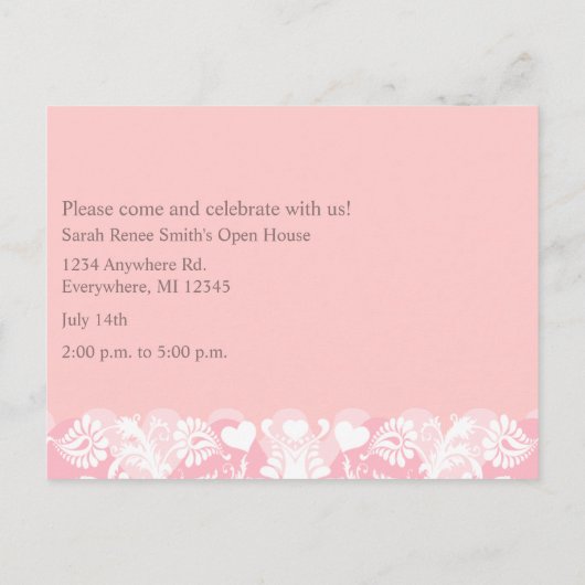 Uw foto Roze Afstuderen Open Huis Uitnodiging Briefkaart (Achterkant)