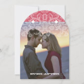 Uw foto Roze en Ivory  Lace Wedding Kaart (Voorkant)