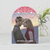 Uw foto Roze en Ivory  Lace Wedding Kaart (Staand voorkant)