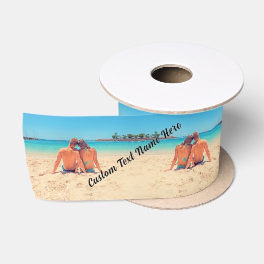 Uw Foto Satijn Lint Gift met Aangepaste Tekstnaam (Spoel)
