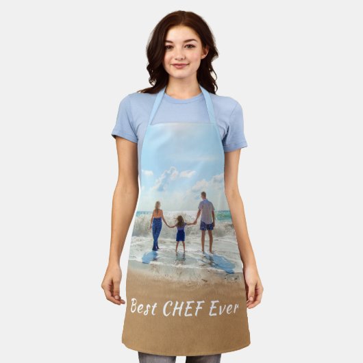 Uw foto Schort met aangepaste tekst - beste chef-k (Gedragen)