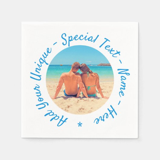 Uw foto servetten met aangepaste tekst (Voorkant)