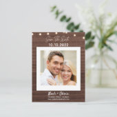 Uw foto snijdt licht Robuust hout sparen de datum Aankondigingskaart (Staand voorkant)