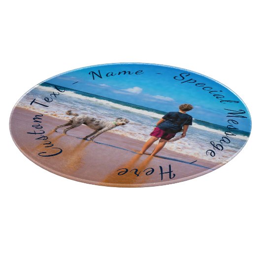 Uw foto snijplank met aangepaste tekst (Hoek)