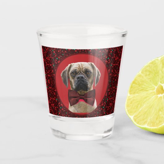 UW FOTO Stijlvolle kerst huisdier voor Hondenliefh Shot Glas (Voorkant)